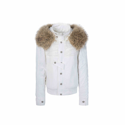 Long Eco Fur Hooded Cotton Warm Jacket with Boa Lining DOU0067