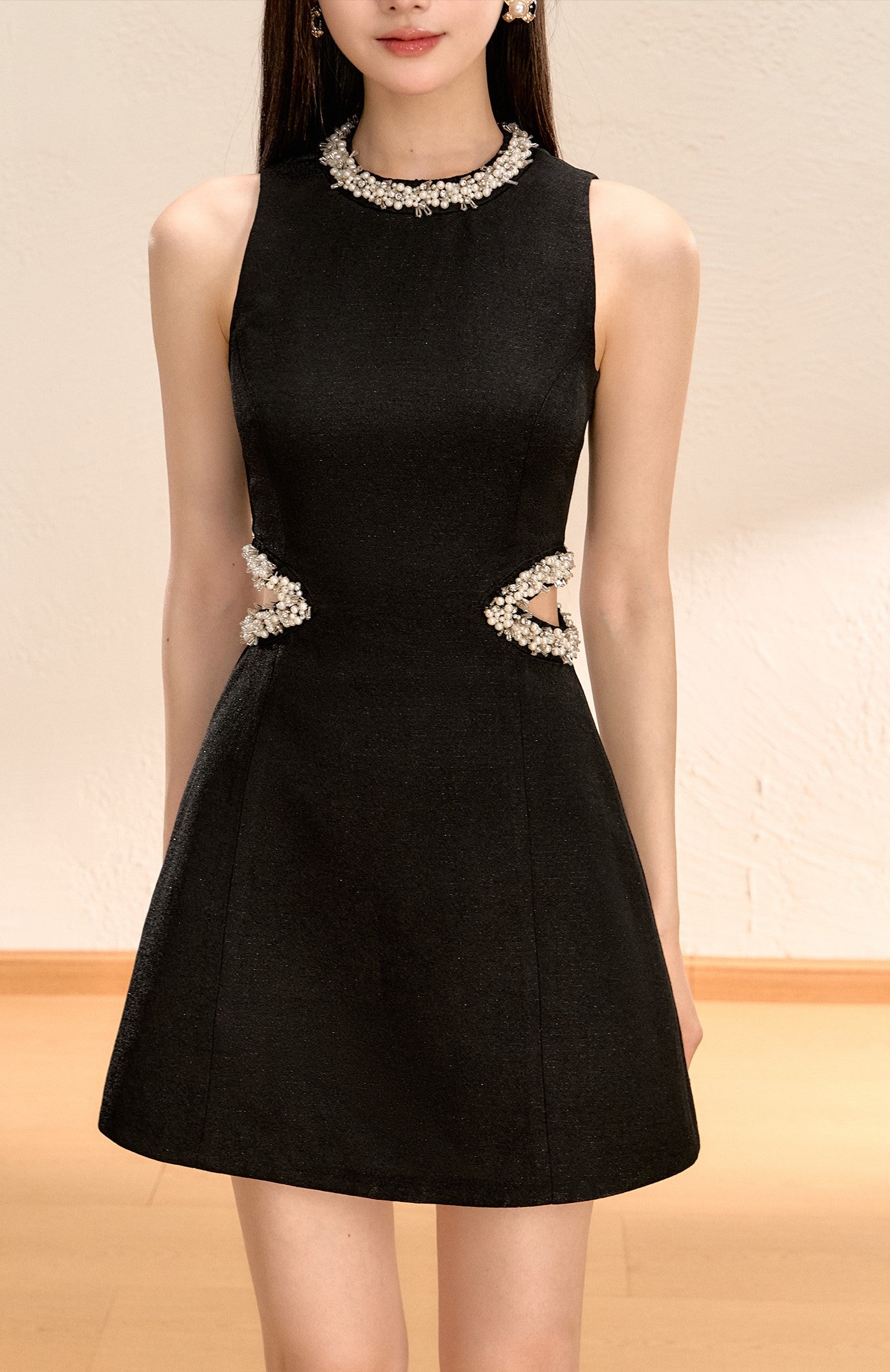 Black Sleeveless A-line Dress OSH0060