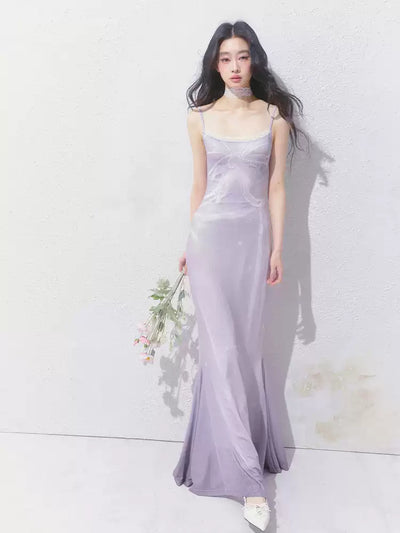 Lace Print Fishtail Suspender Dress SAL0149