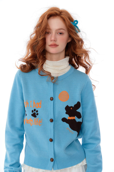 Cute Dog Pattern Soft Knitted Cardigan ZIZ0172