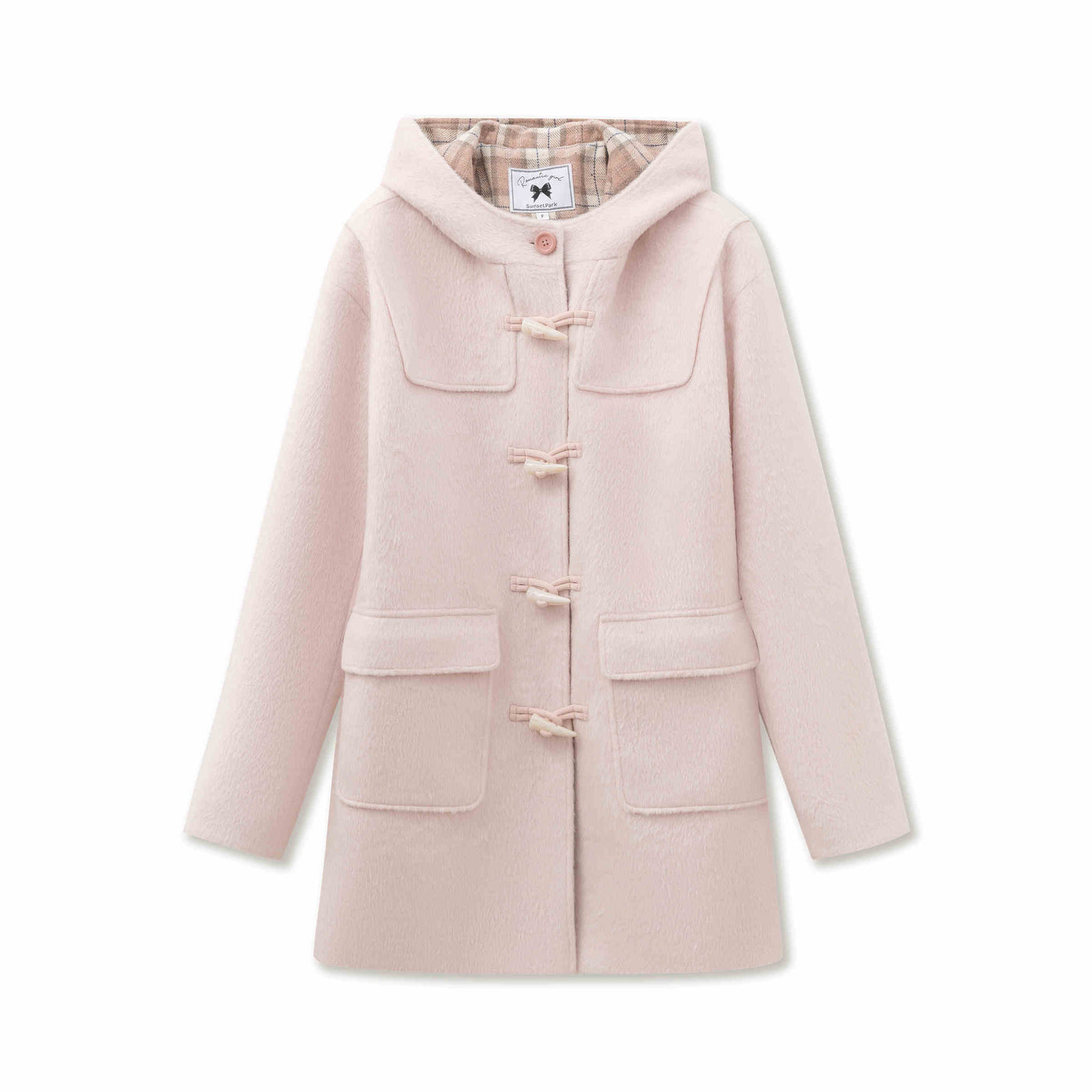 Wool blend duffle coat with check lining design SUN0092