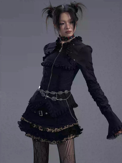 Gothic Lace-up Trumpet Sleeve Shirt FRU0085
