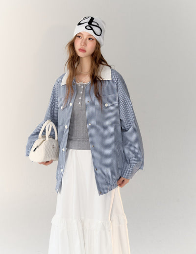 체크 무늬 <tc>Jacket</tc>/롱스커트/슬리브리스탑 ASG0005