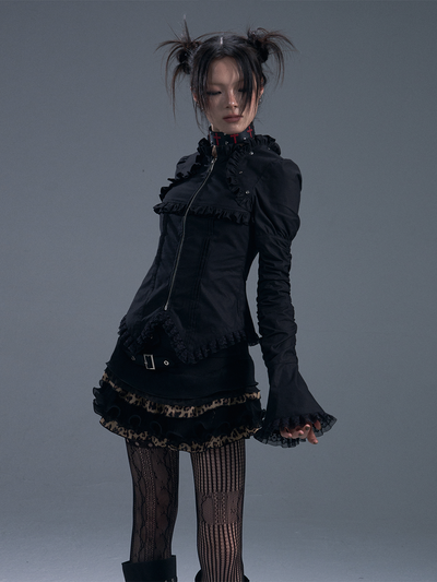 Gothic Lace-up Trumpet Sleeve Shirt FRU0085