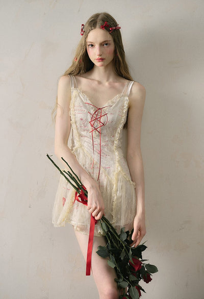 Hand-painted Lace Long/Short French Suspender Dress GRO0064