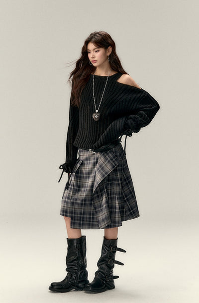 Irregular Plaid Mid-length Skirt VIA0218