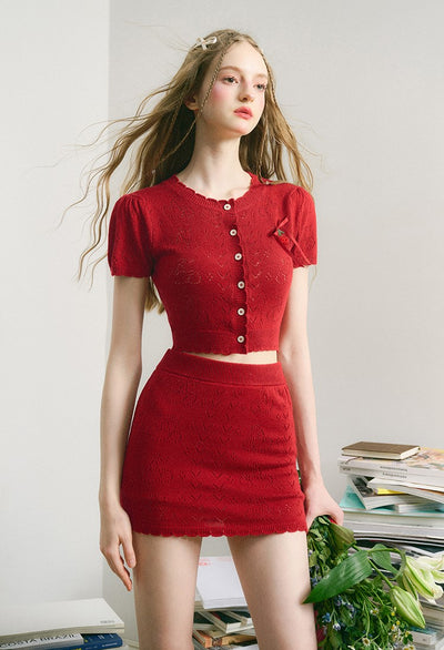 Half Ripe Cherry Cardigan/Knitted Skirt GRO0056