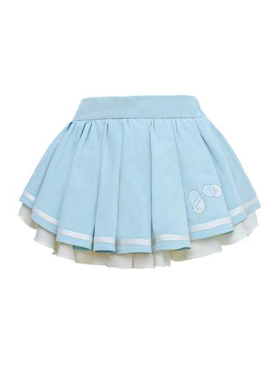 Blue collar top & pleated skirt SER0071