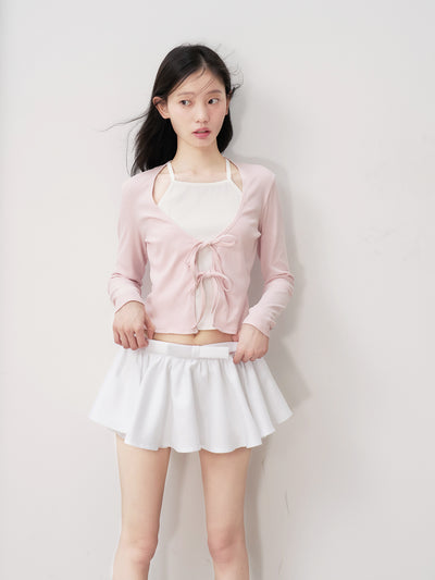 Bow Fake Two-piece Short Sweater REC0068
