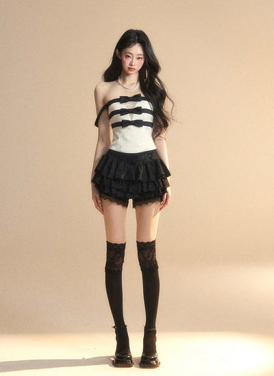 Doll One-shoulder Lace Top DIA0421