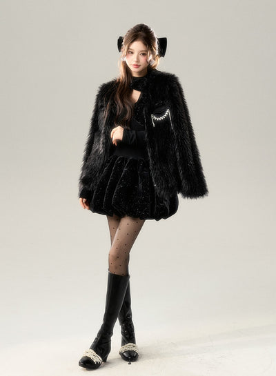 Noble Black Fur Jacket BBB0146