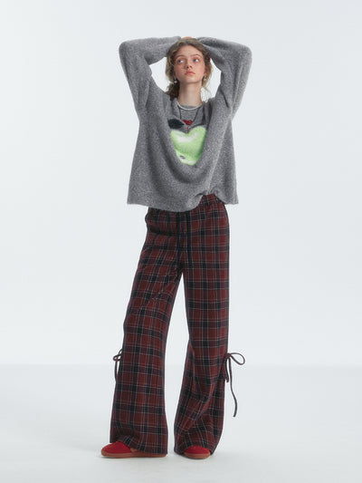 Plaid Drawstring Bow Casual Pants SOM0125