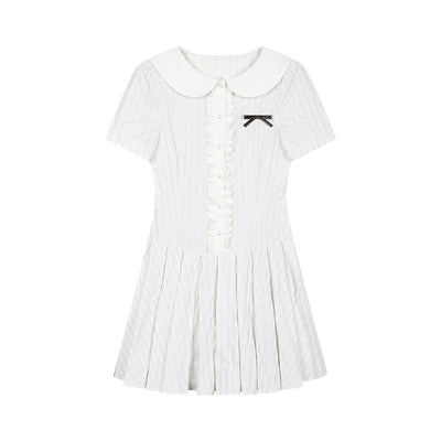 Round Collar Dolly Frill Stripe Design Dress AOO0033