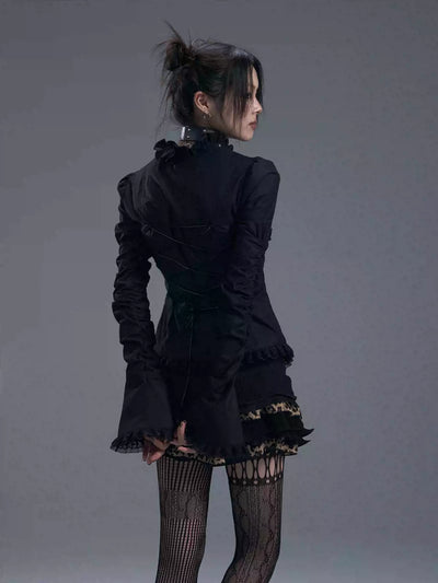 Gothic Lace-up Trumpet Sleeve Shirt FRU0085