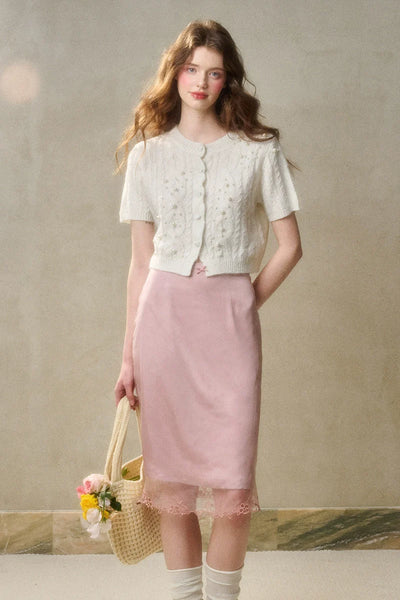 Fairy Embroidered Lace Satin Skirt GRO0108