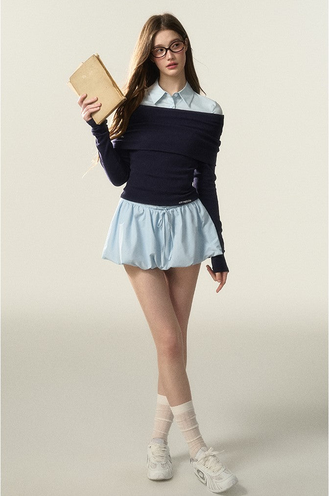 Skyblue Waist Tie Tutu Skirt AFF0028