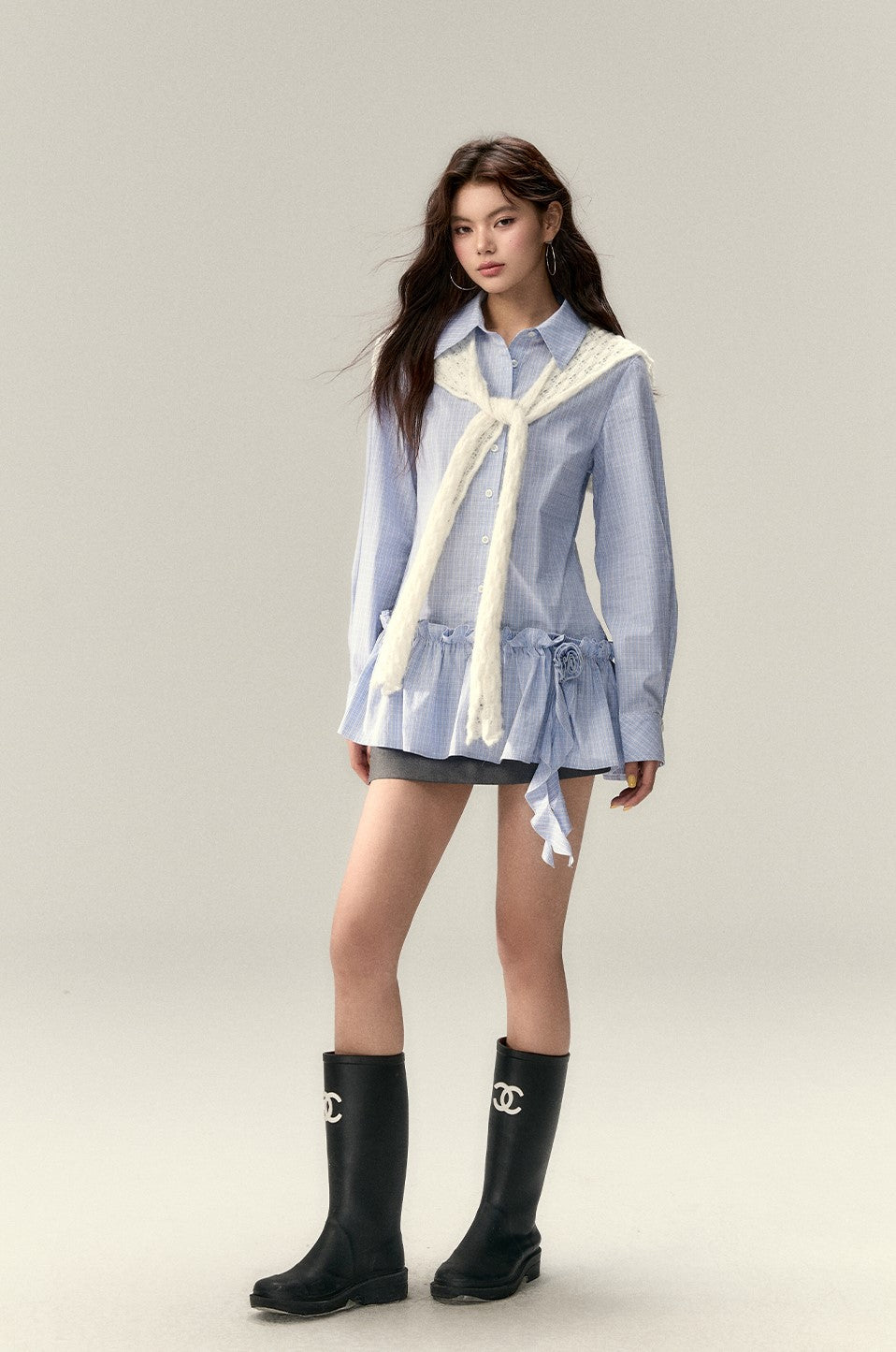 Rose Brooch Shirt Dress VIA0220