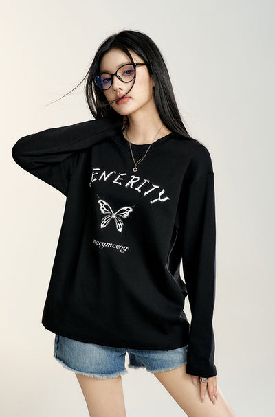 Diamond Long-sleeved Butterfly T-shirt MAC0083