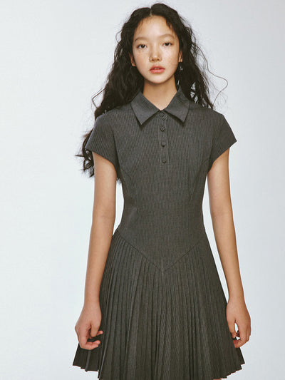 College Style Pleated Stripe Polo Dress FUS0041