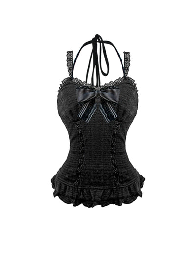 Kitten Short Lambswool Jacket/Petite Pleated Skirt/Black Lace Camisole SER0109