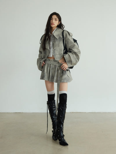 Wasteland Dirty Dye Windbreaker Jacket & Skirt JNY0168