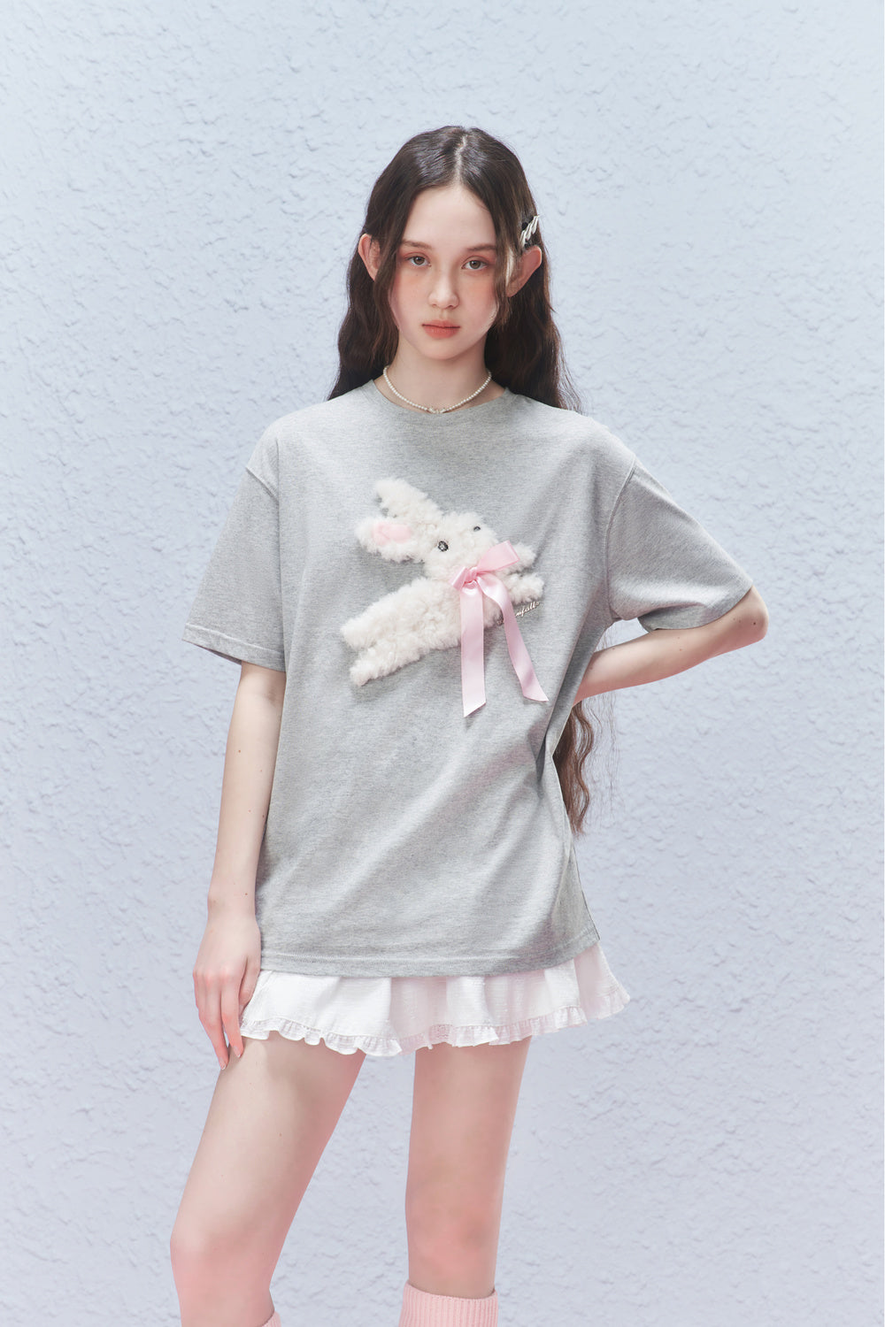 Fluffy ribbon rabbit T-shirt AYF0021