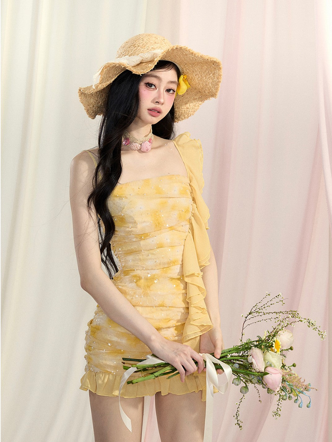 Yellow Ruffle Dress DIA0428
