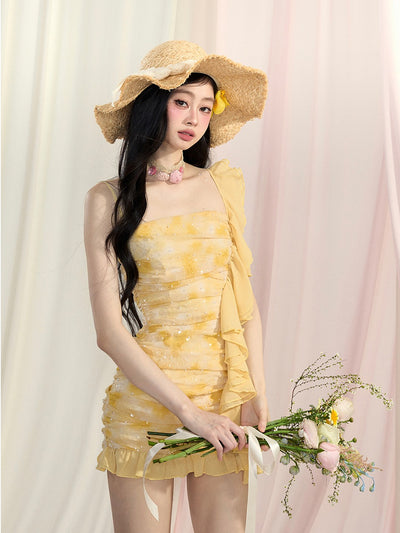 Yellow Ruffle Dress DIA0428