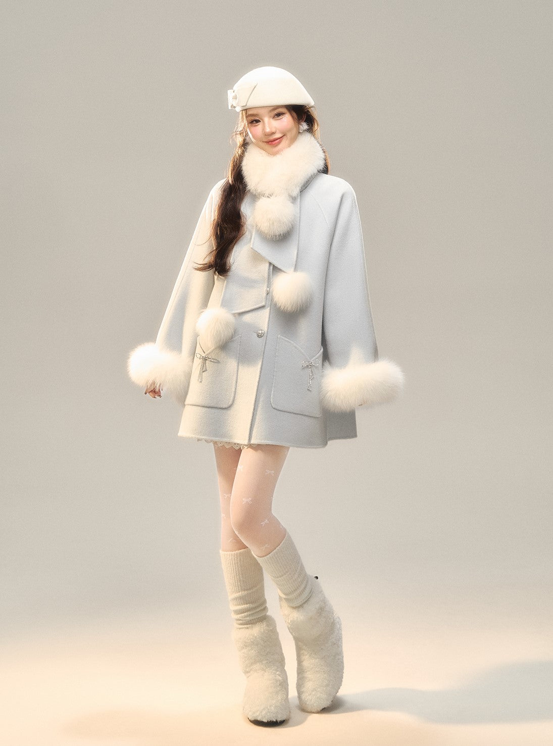 Snow Scarf Double-faced Wool Coat BBB0131