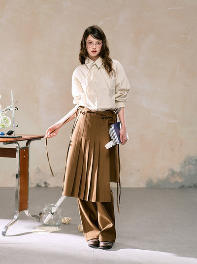 Retro Pleated Skirt/Straight Pants LAL0110