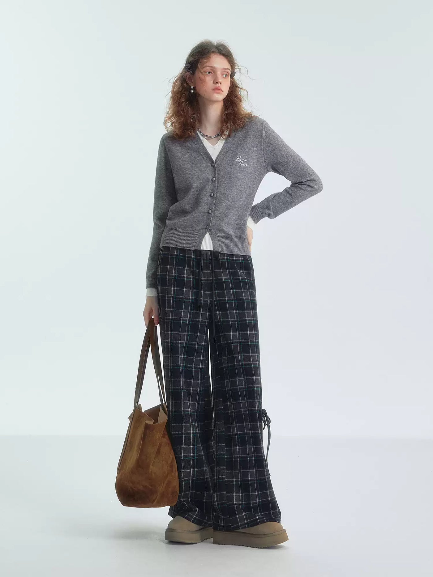 Plaid Drawstring Bow Casual Pants SOM0125