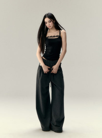 Soft Cotton Wide-leg Drape Pants VIA0195