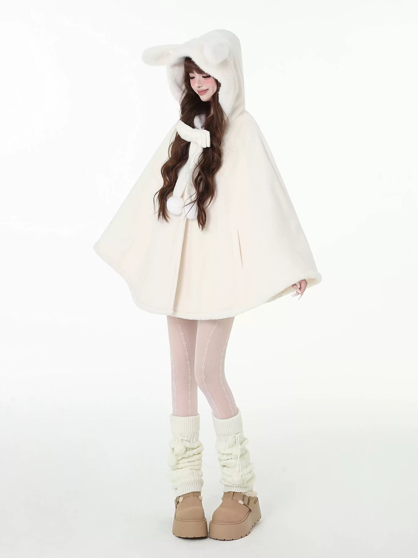 Big Ribbon Cloak Jacket with Rabbit Ear Hood CRA0100