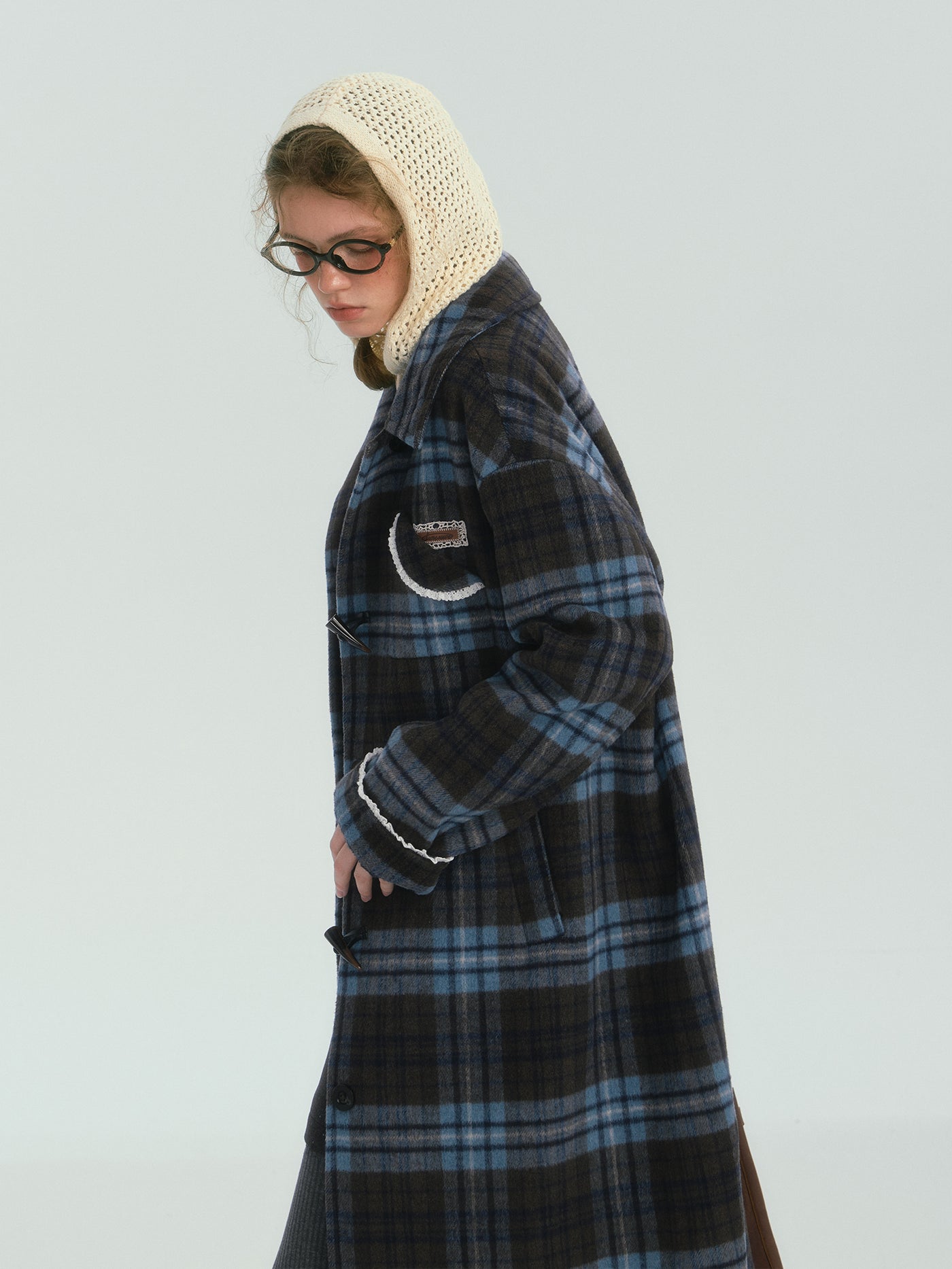 Contrast Plaid Basic Long Coat SOM0132