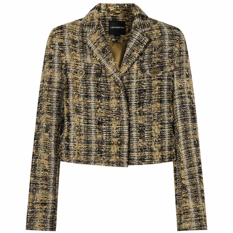 Wool blend tassel tweed style short jacket LAC0253