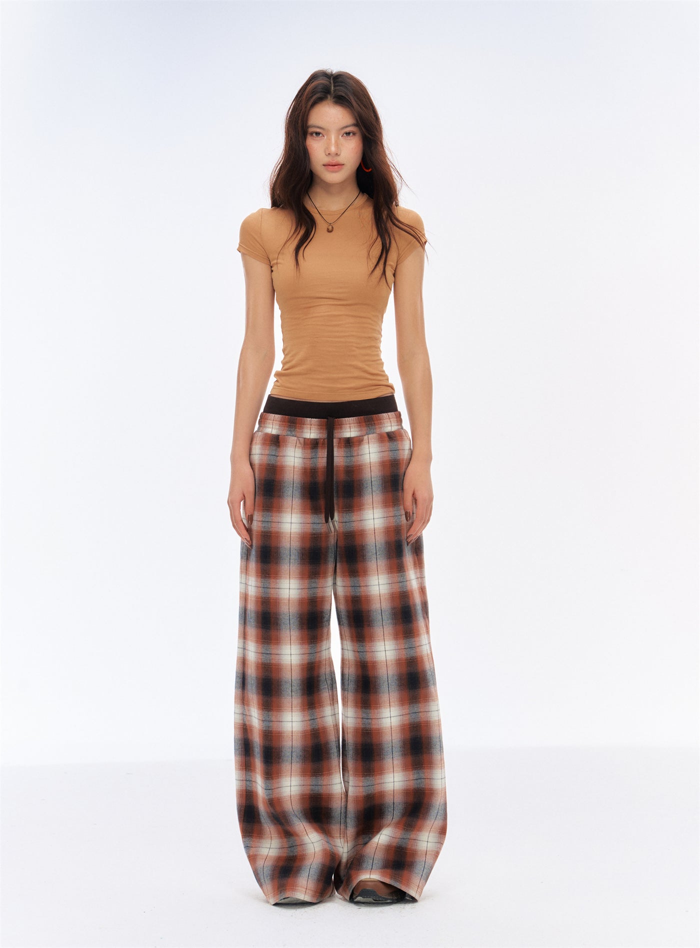 American Retro Drape Plaid Pants CUR0199