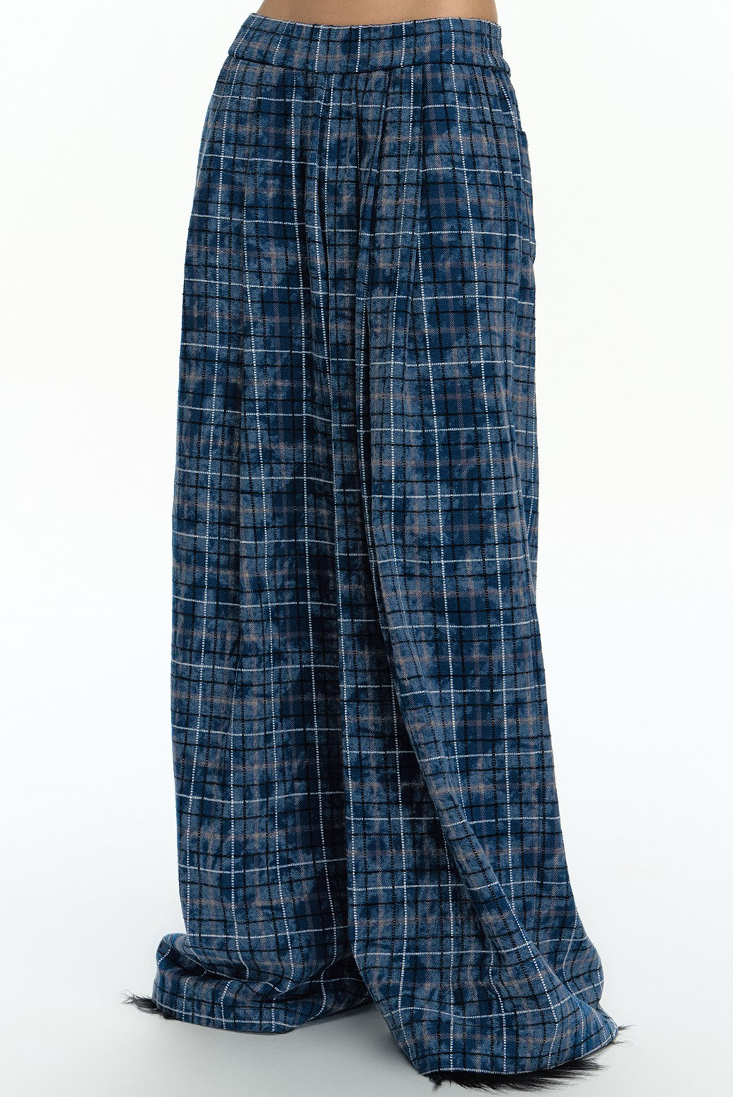 Loose Wide-leg Blue Gradient Plaid Pants WES0200