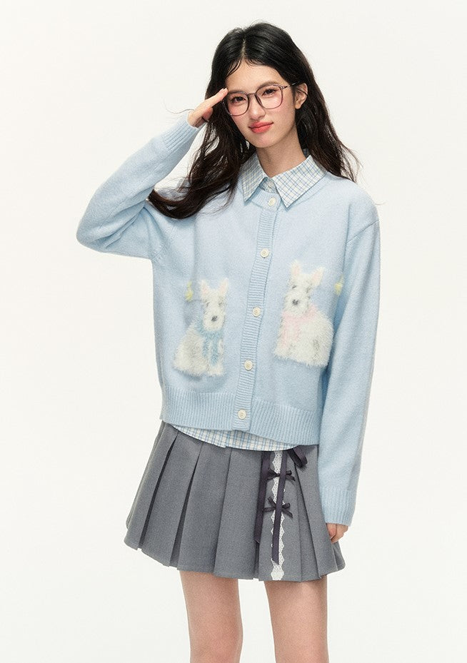 Short Blue Dog Soft Sweater Cardigan NTO0137