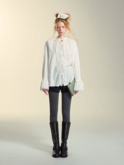 Lace Jacquard White Shirt SOM0142