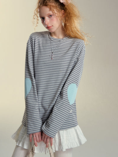 Striped Heart Long Sleeve T-shirt SOM0149