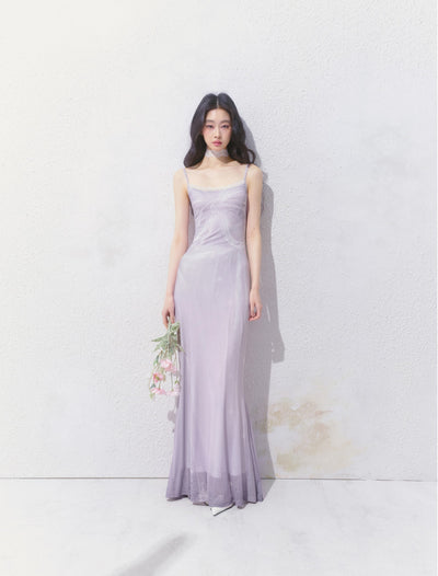 Lace Print Fishtail Suspender Dress SAL0149