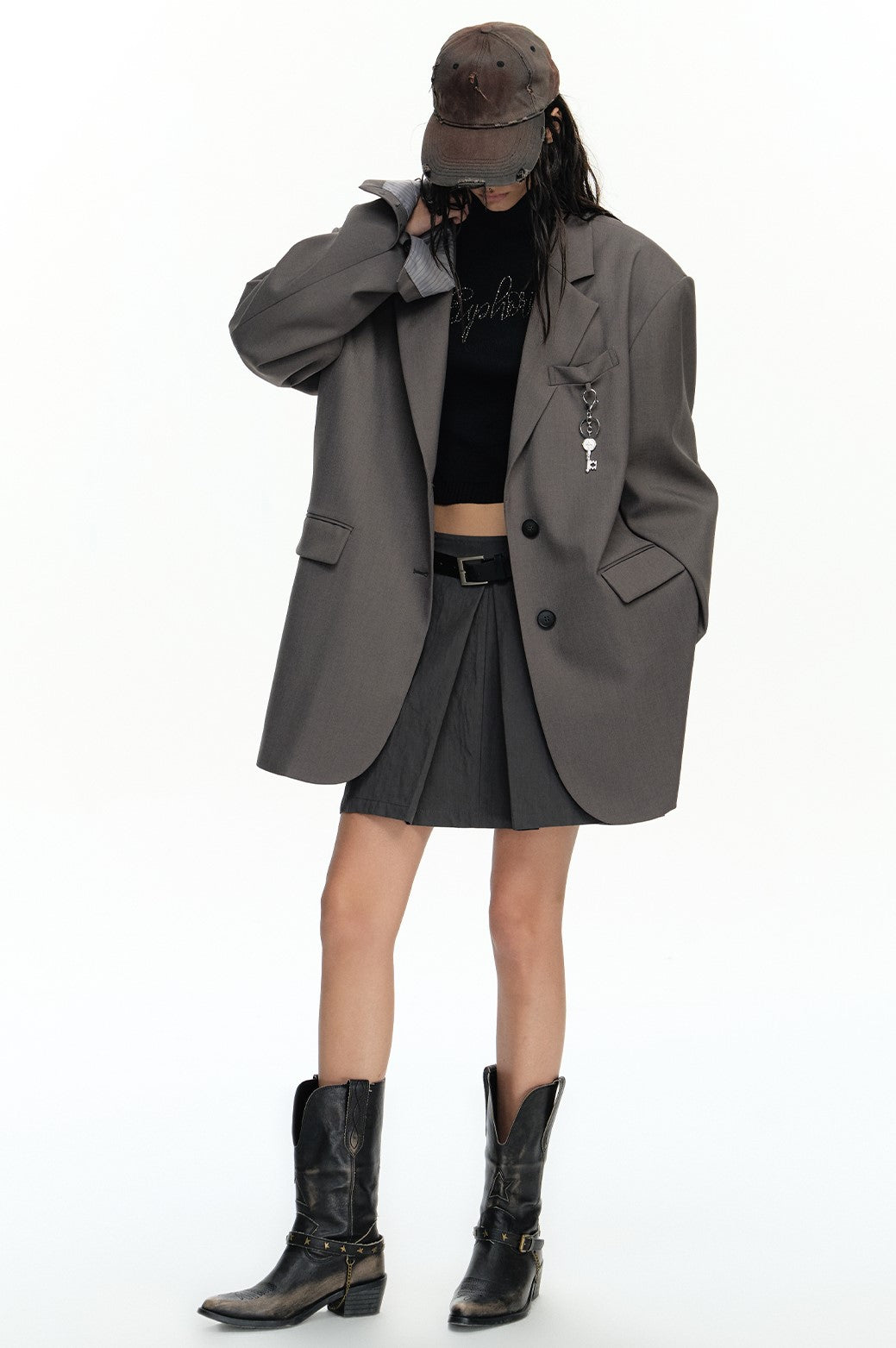 Super Oversize Spliced Cuffs Suit Jacket WES0204