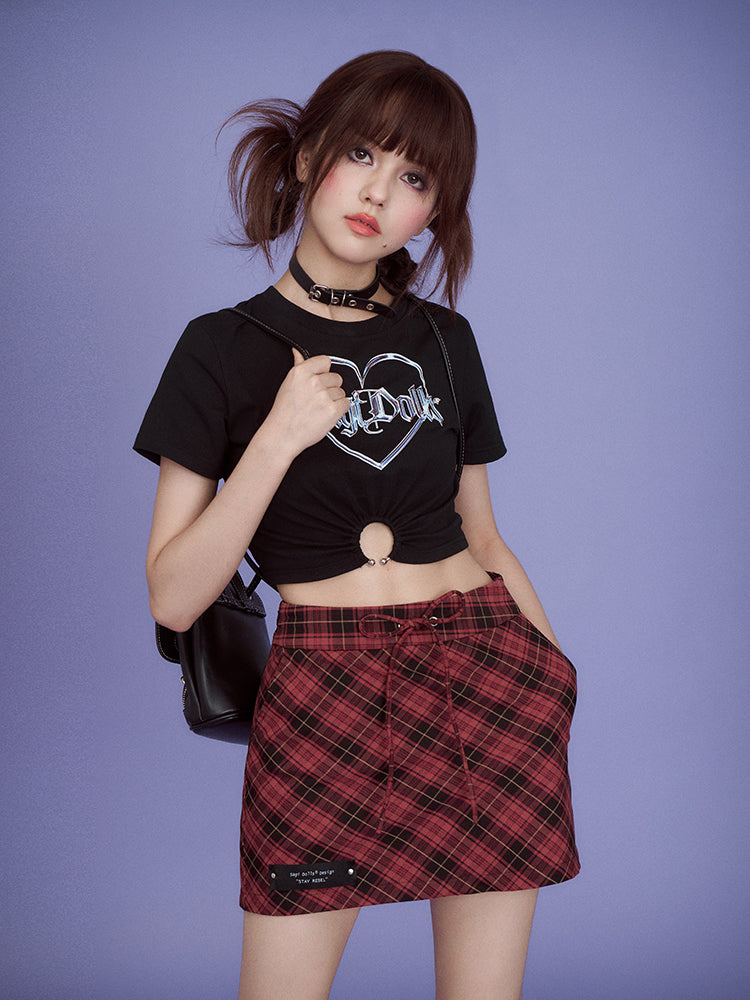 Casual Plaid A-Line Culottes Mini-Skirt SAG0171