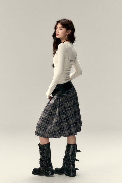 Irregular Plaid Mid-length Skirt VIA0218