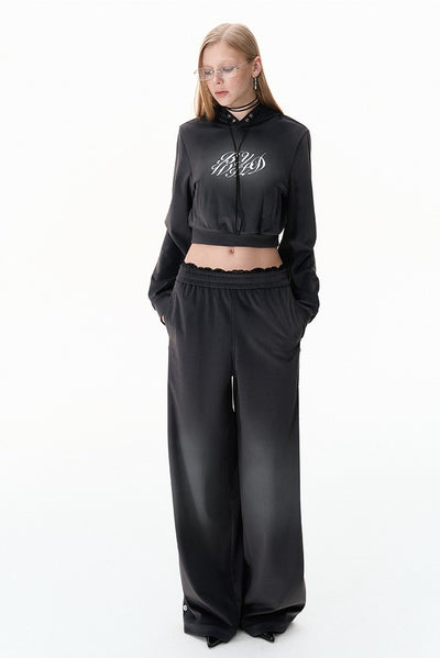 Velvet Sweatshirt Hoodie/Low Waist Rivet Design Pants BYW0018