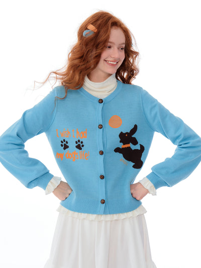 Cute Dog Pattern Soft Knitted Cardigan ZIZ0172