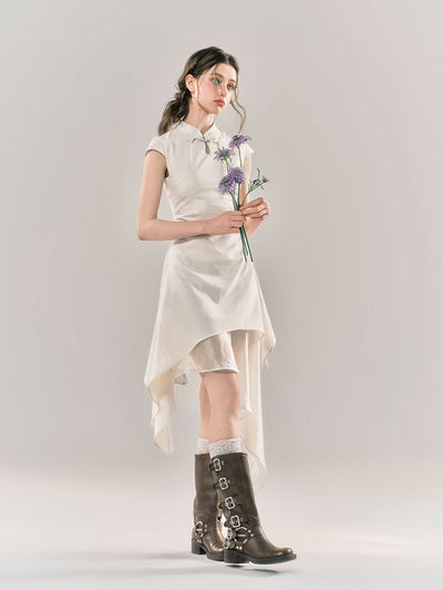 Chinese Style Asymmetrical Short Sleeved Dress YOO0053