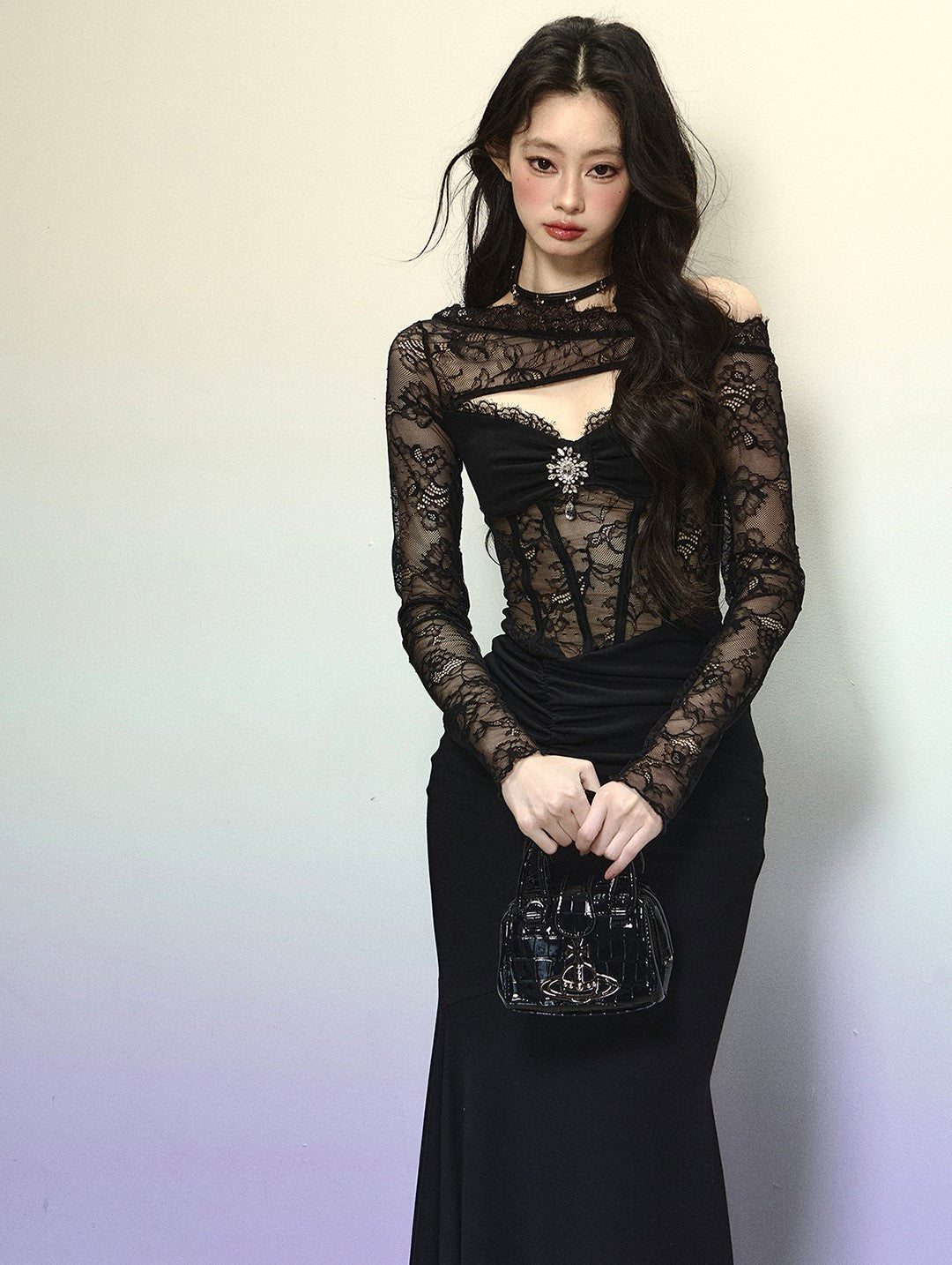 High-end Lace Long Dress DIA0318