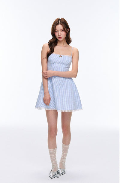 Blue Plaid Lace Suspender Dress AFF0061