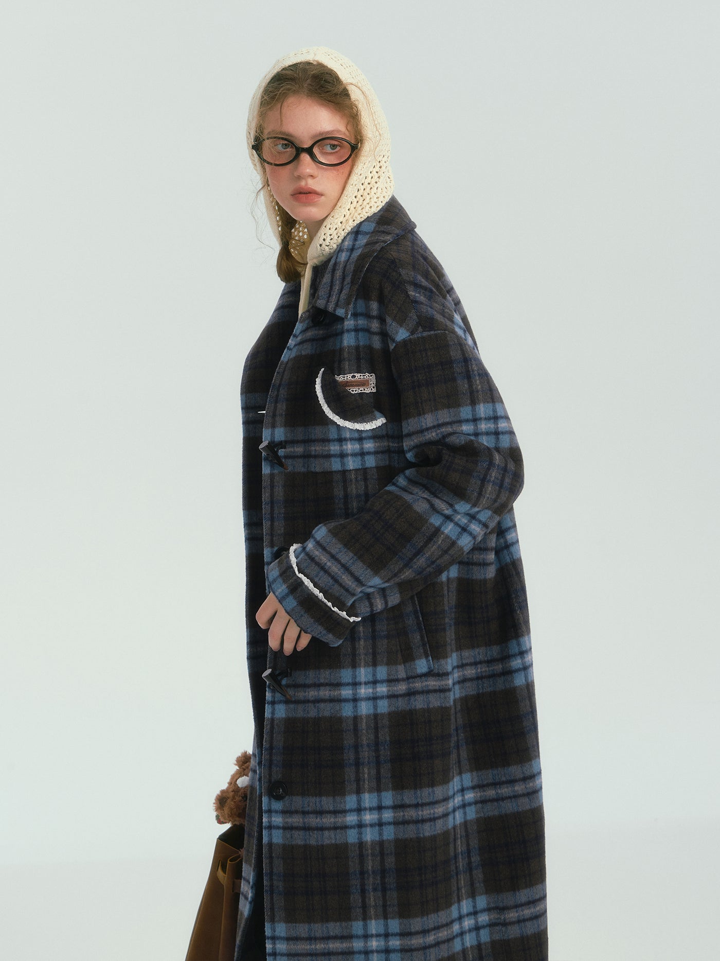 Contrast Plaid Basic Long Coat SOM0132